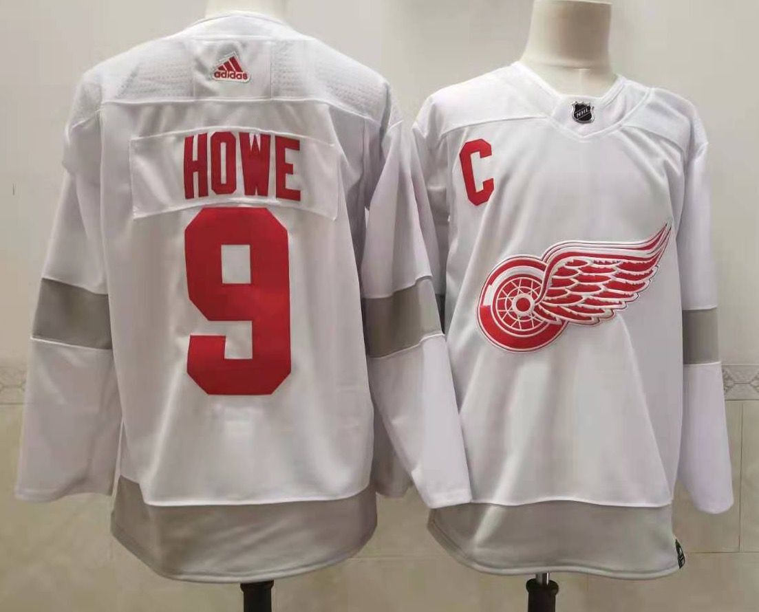 2021 Adidias Detroit Red Wings #9 Howe White Men Reverse Retro Alternate NHL Jersey